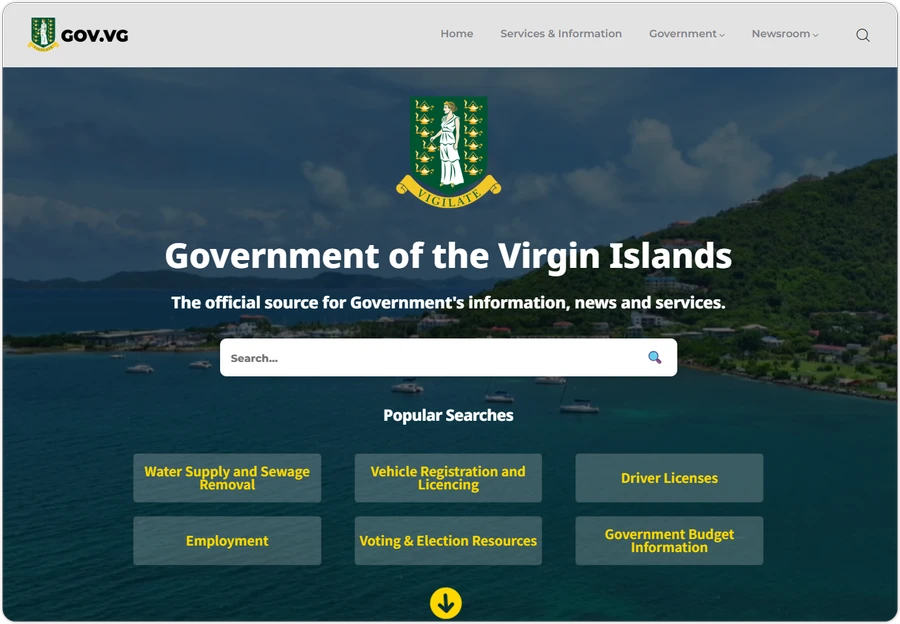 BVI(영국령 버진 아일랜드) 정부 홈페이지
