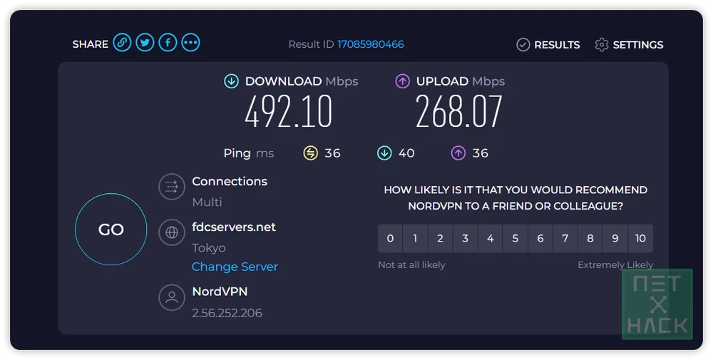 NordVPN 2024년 12월 03일 속도 테스트