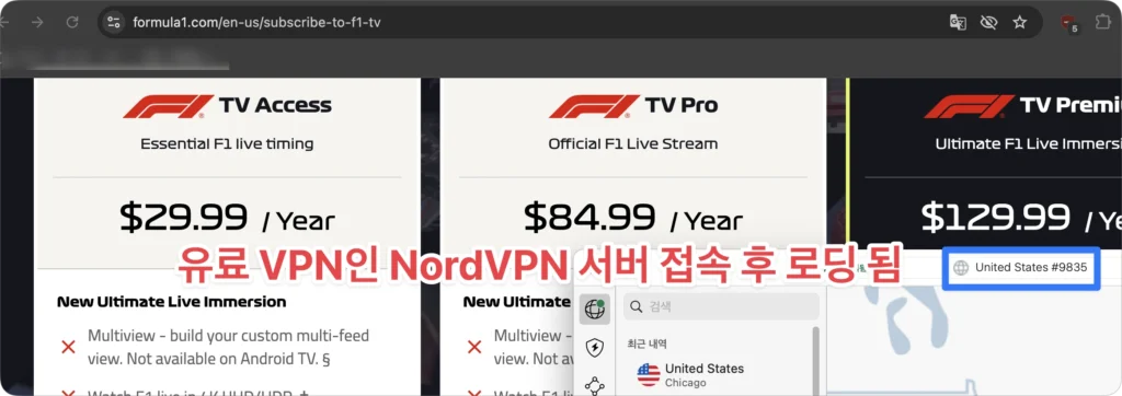한국에서 VPN으로 F1 TV Pro, F1 TV Premium 가입하는 방법
