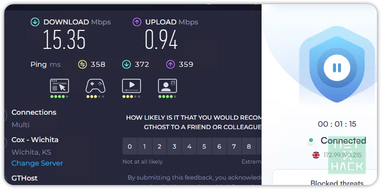 Urban VPN 영국 속도