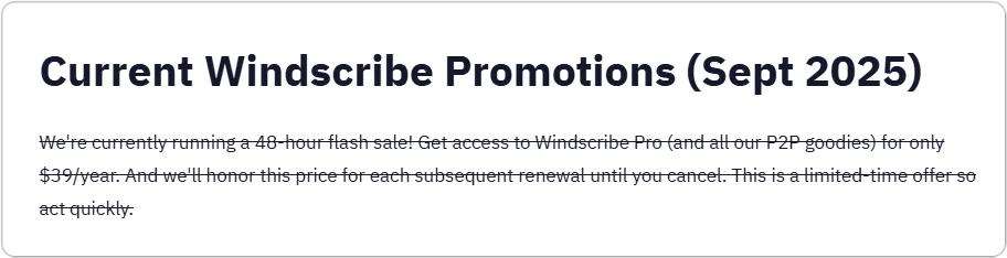 Windscribe Flash Deal