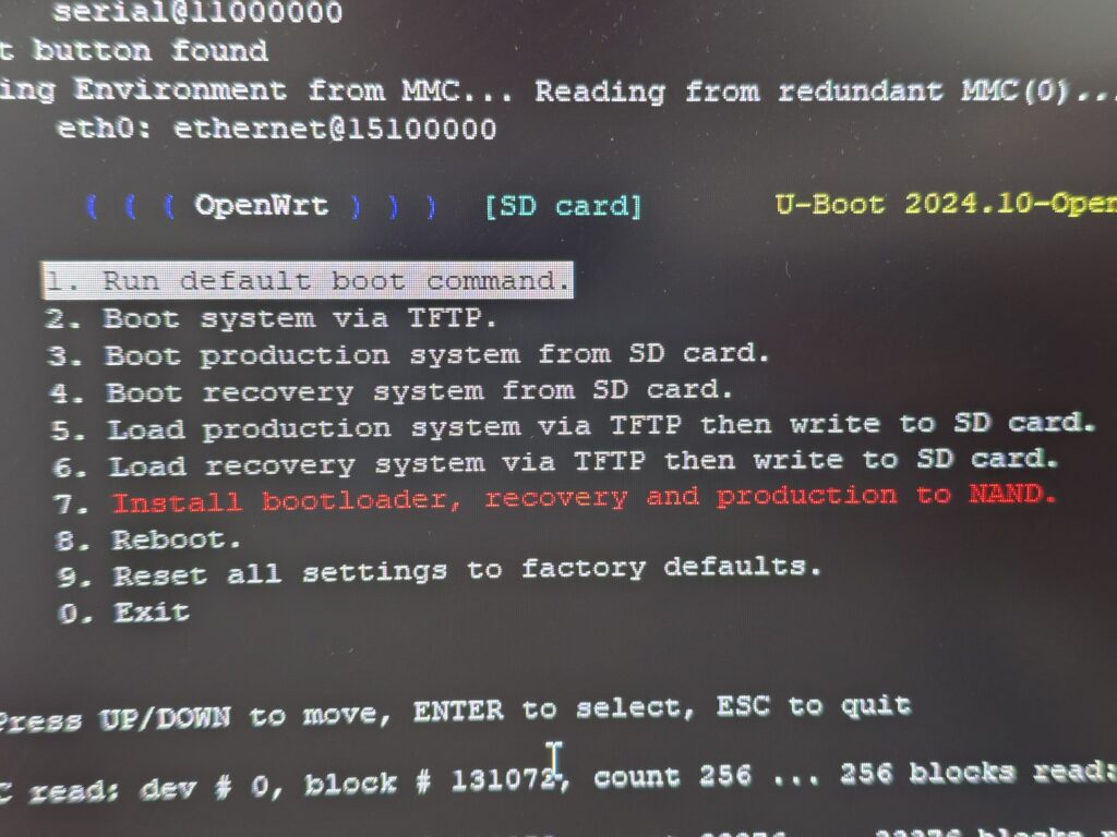OpenWrt SD카드에서 NAND로 펌웨어 설치