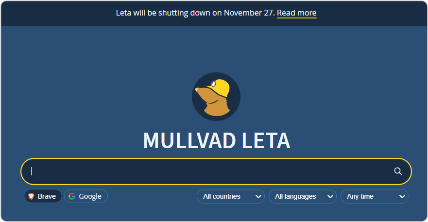Mullvad 검색 엔진 Leta