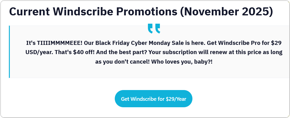 windscribe 할인 프로모션