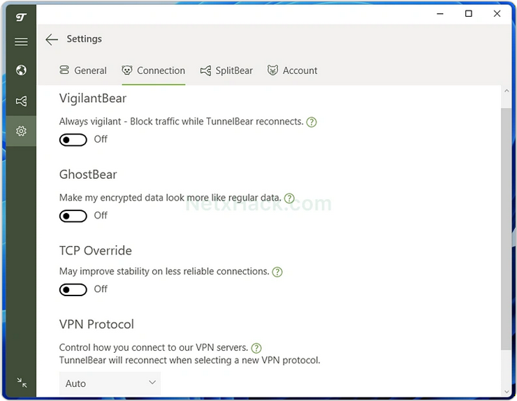 TunnelBear Vigilantbear 接続設定