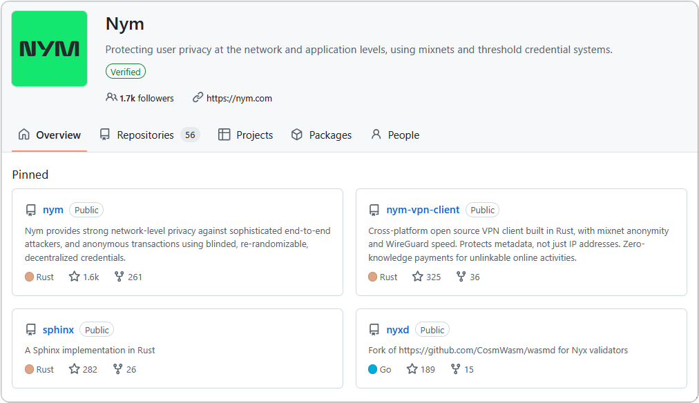 Nym githup - https://github.com/nymtech