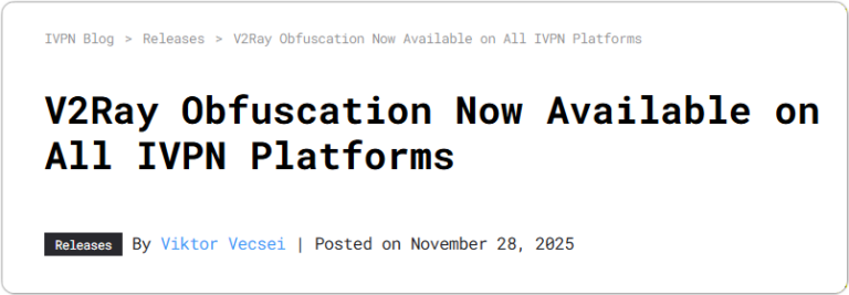 iVPN V2ray 프로토콜 지원
