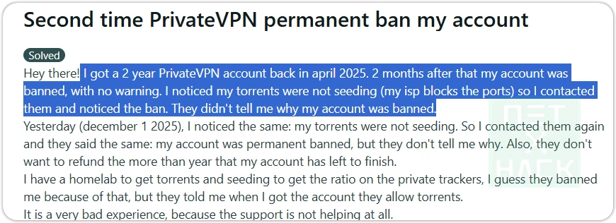 PrivateVPN Reddit 후기 리뷰, Ban