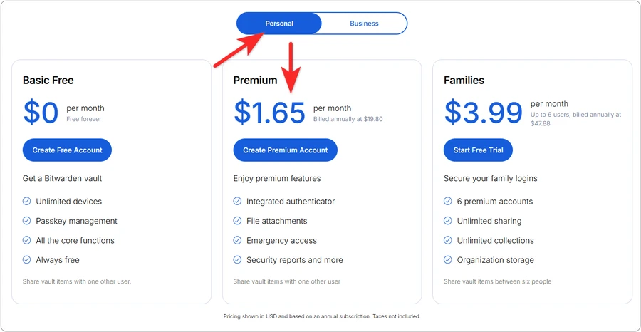 비트워든 인상된 2026년 가격 요금표