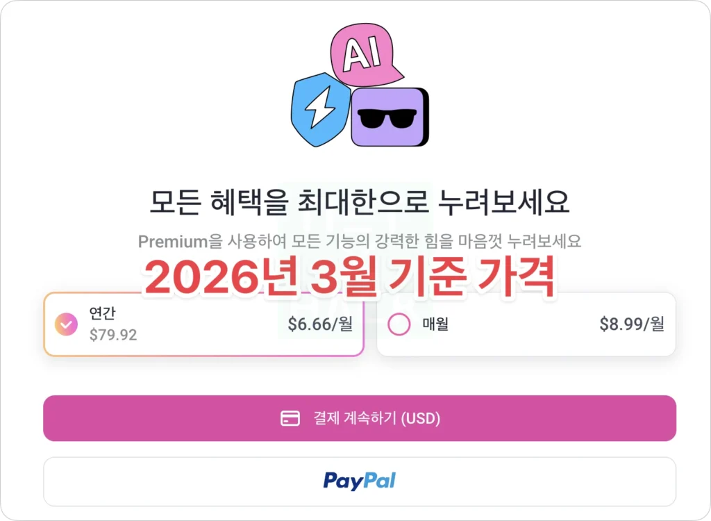 2026년 Aloha Premium 알로하 프리미엄 월간, 연간 가격