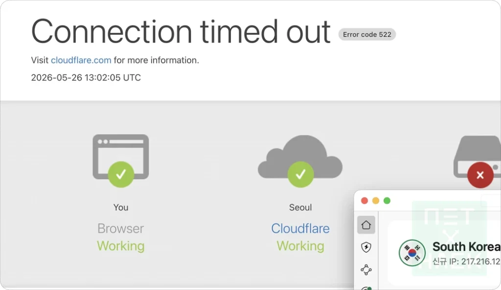Connention timed out - Error code 522 VPN