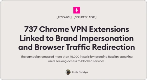 크롬 확장프로그램 가짜 무료 VPN 737 발견